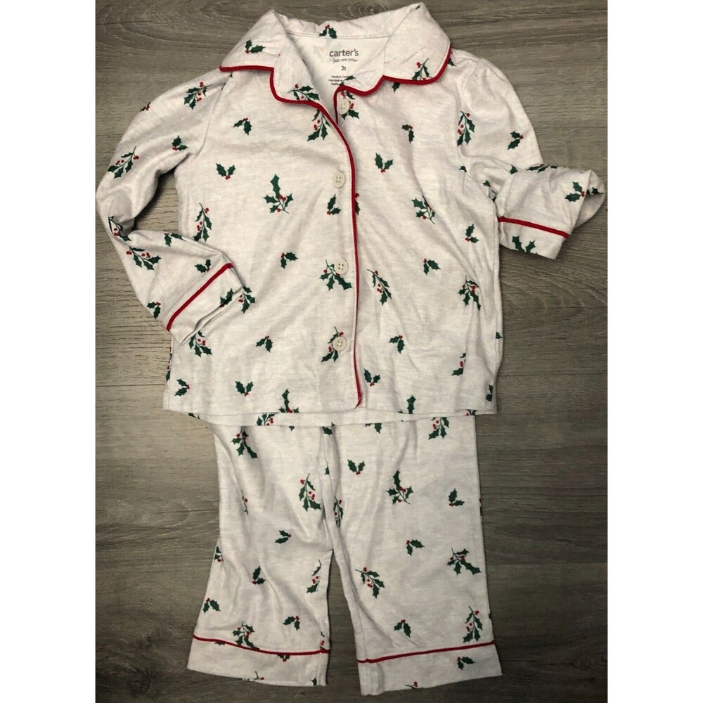 Carters  Girls Christmas Holiday Mistletoe Pajamas Sleep Set Size 3T NWT B5
